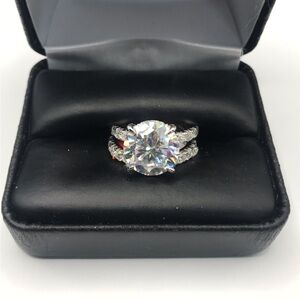 925 Sterling Silver 7.00CT Round Cut MOISSANITE Women's Set of Ring size 7